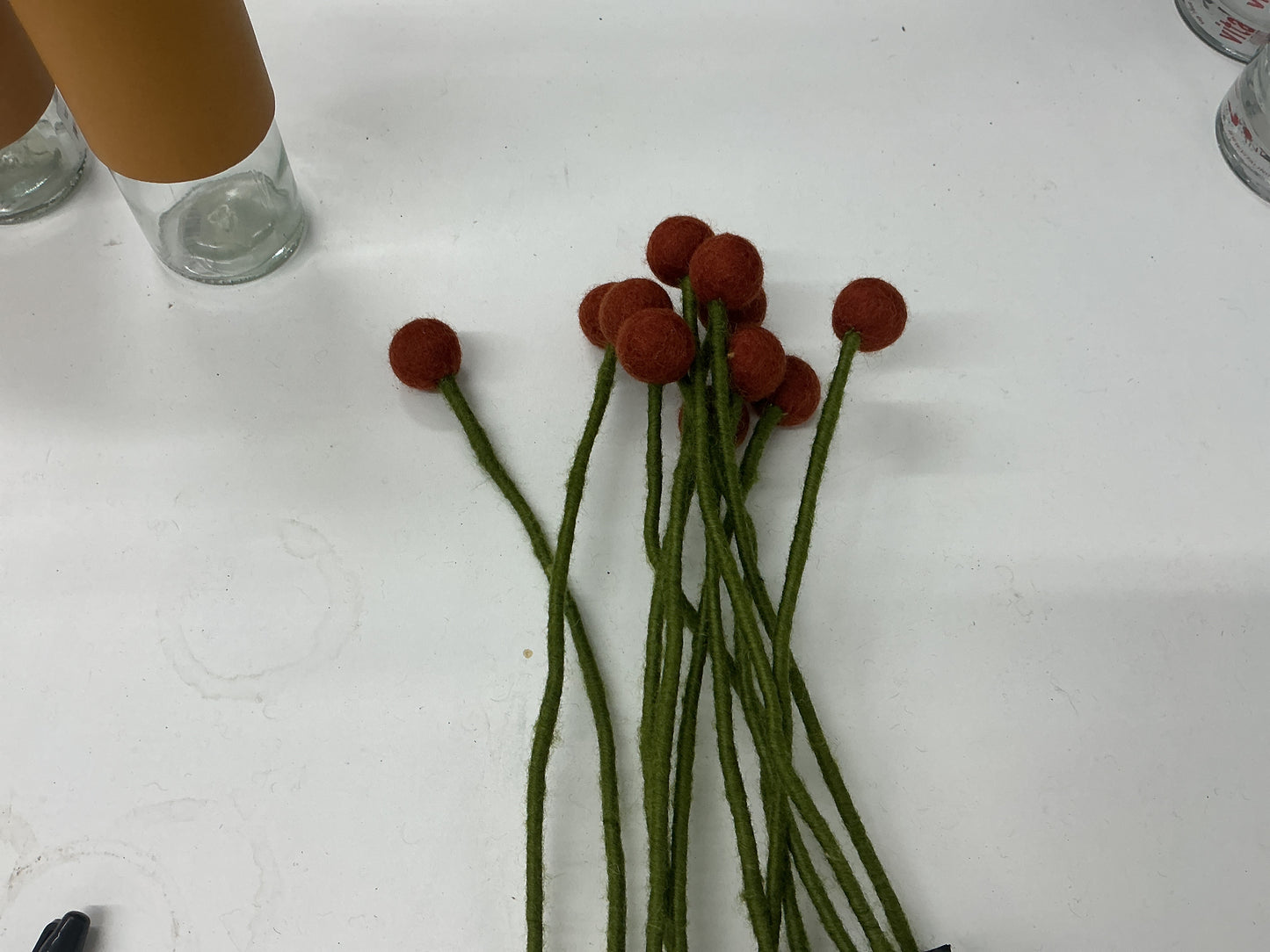 Felted Orange Flower Sm