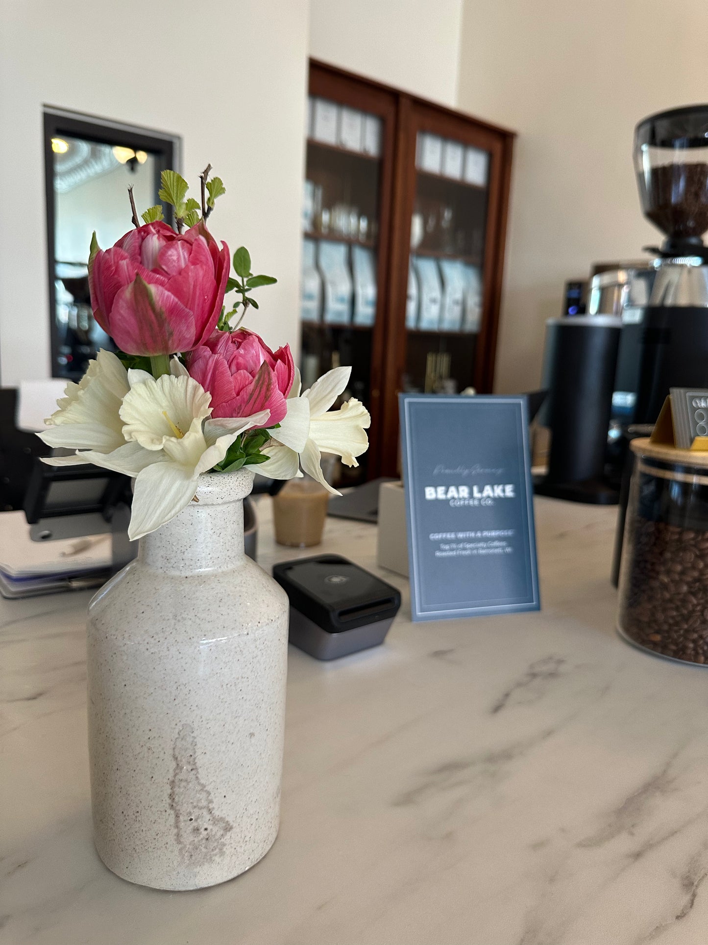 Mother's Day coffee & floral bouqet