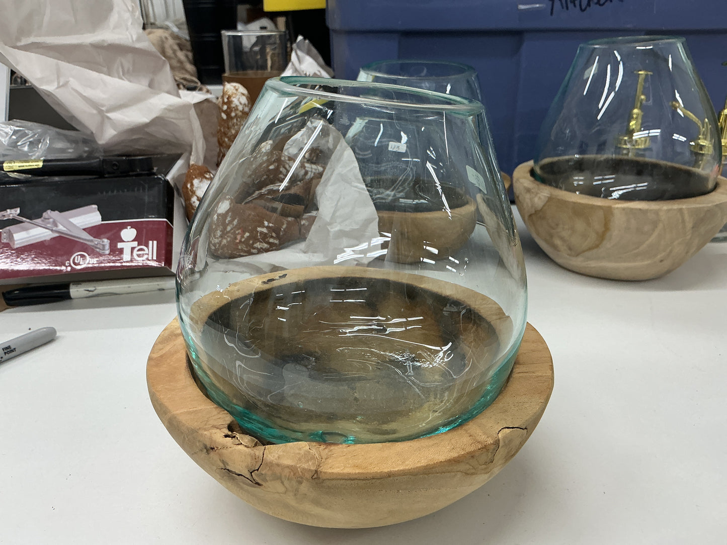 Wood and Glass Vase