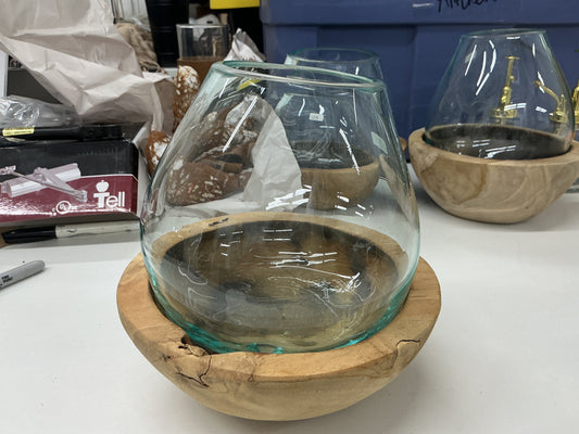 Wood and Glass Vase