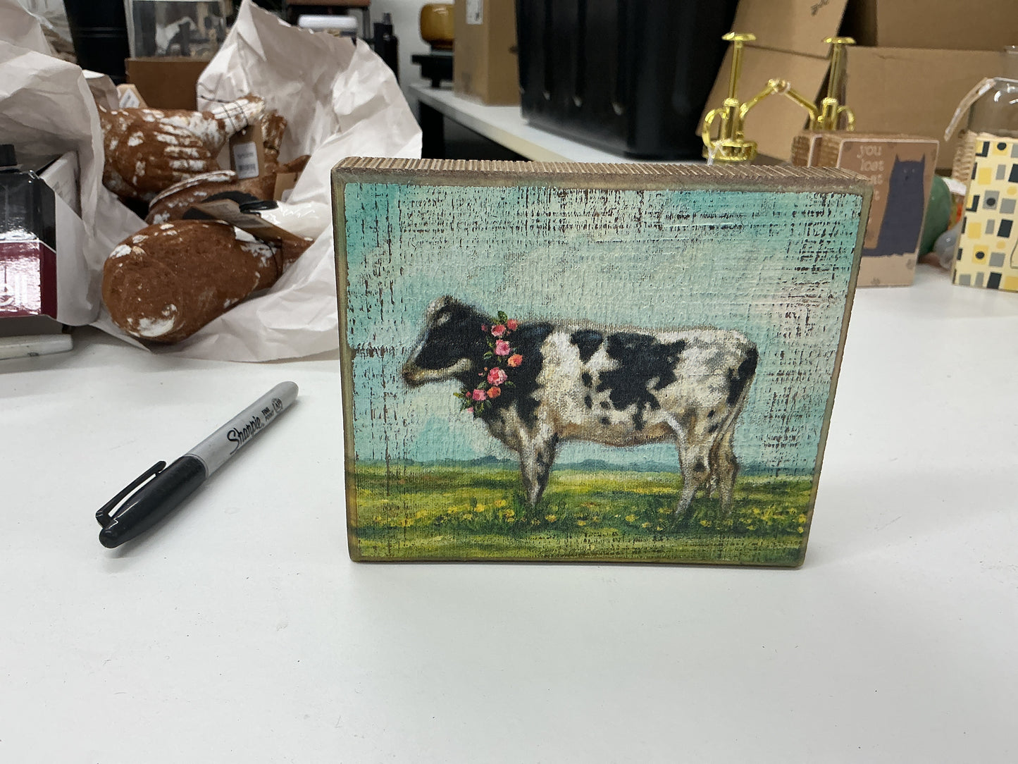 Cow Wooden Block