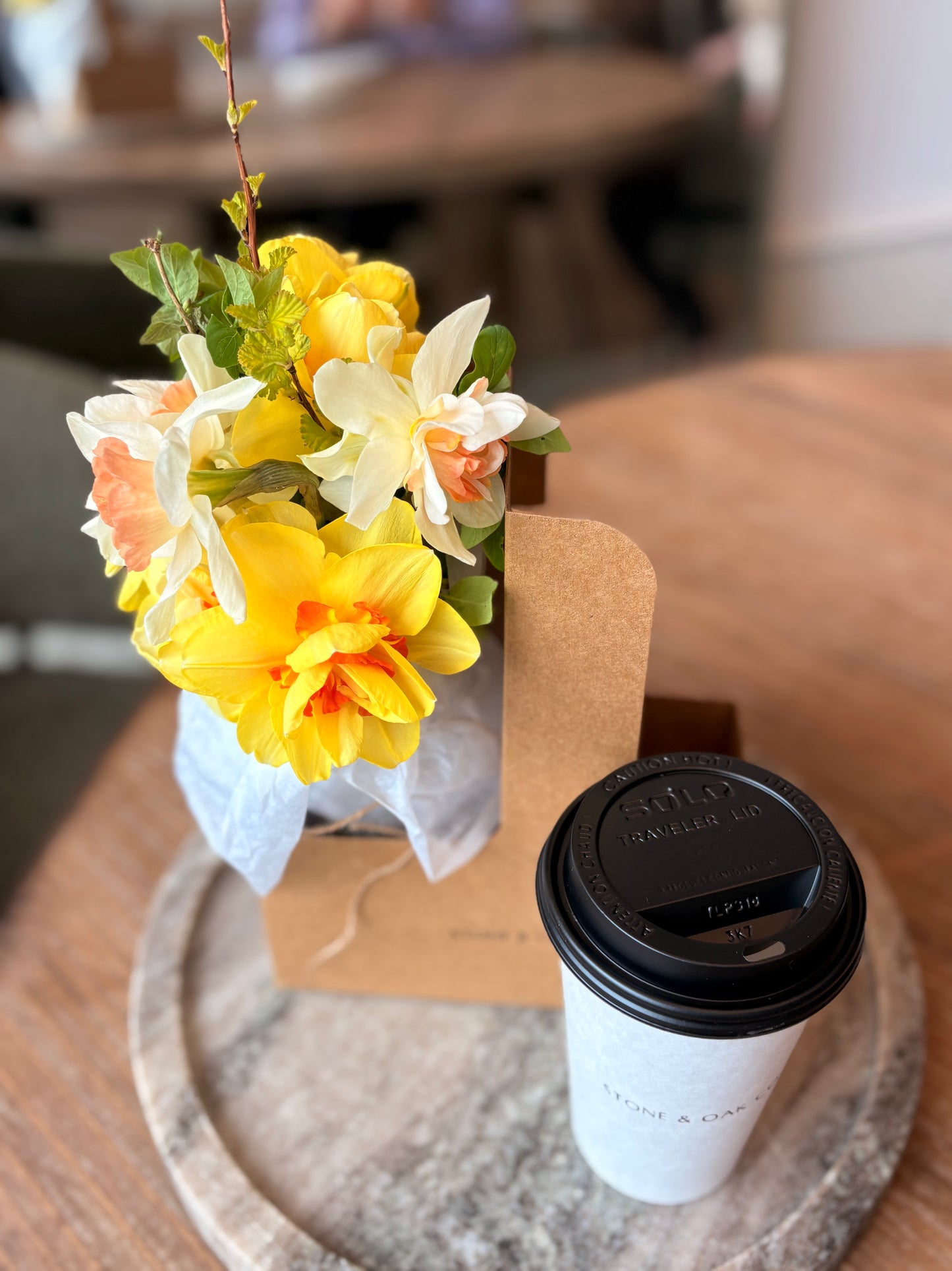 Mother's Day coffee & floral bouqet